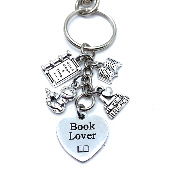 Book Lover Keychain Bag Charm Book Club Avid Read May Be Personalized - Picture 2 of 8